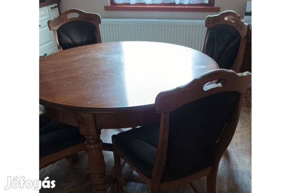 Keményfa étkezőasztal 4 székkel eladó