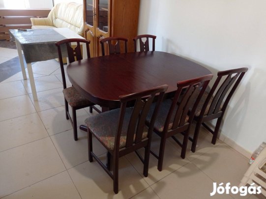 Keményfa étkezőasztal 6 székkel kiváló állapotban eladó