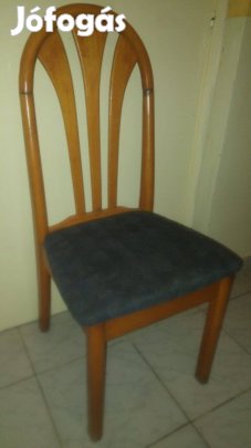 Keményfa étkezőszék sötétkék kárpittal 1db