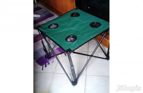 Kemping asztal Horgász asztal akár hátizsákba is tehető 48x48 cm