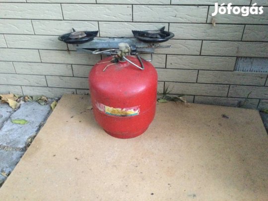 Kemping gázpalack dupla égő fejjel