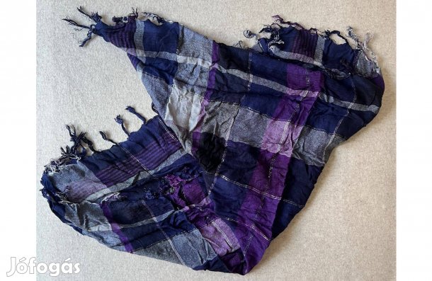 Kendő, sál, lila, kockás