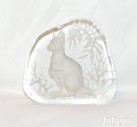 Kenguru üveg levélnehezék, dísztárgy