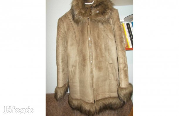 Kényelmes meleg velúr bőr kabát XL