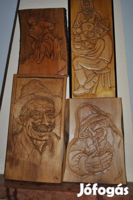 Kenyeret megszegő fa faragvány Székelyföldről