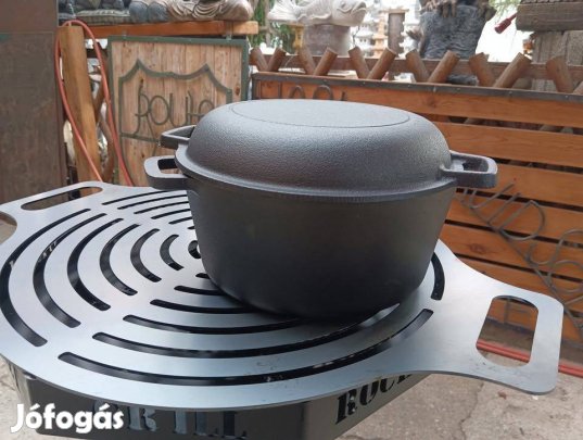 Kenyérsütő 2 az 1 ben Öntöttvas kamadó smoker kemence lábos Dutch Oven