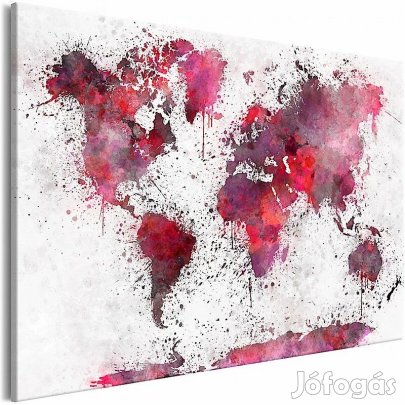 Kép - Piros vízfestményes világtérkép (1 darabban)