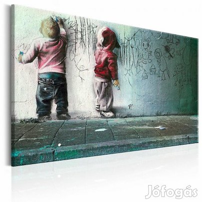 Kép - Rajzoló kisgyerekek (piros és zöldes-kékes)