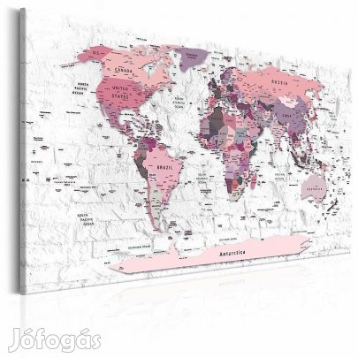Kép - Rózsaszín világ térkép téglafal háttéren