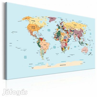 Kép - Színes föld térkép kék háttérrel