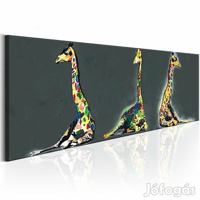 Kép - Színes mintás zsiráfok szürke háttéren