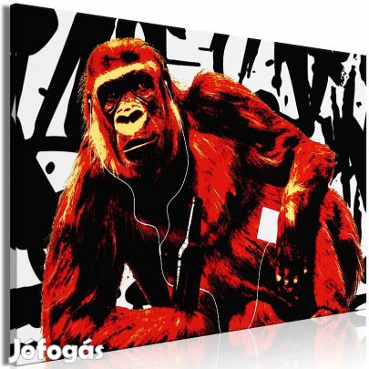 Kép - Zenét hallgató majom (piros)