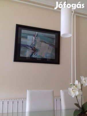 Kép, absztrakt 88x68cm fakeret, üveg lap (Bobbi Loudon - Silver Dawn)