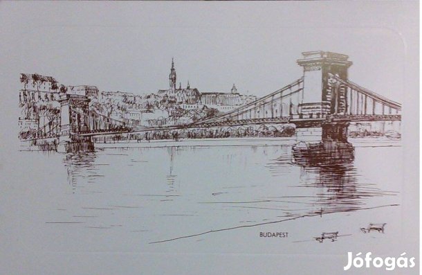 Képeslap Lánchíd Budapest Boldog újévet felirat újév búék