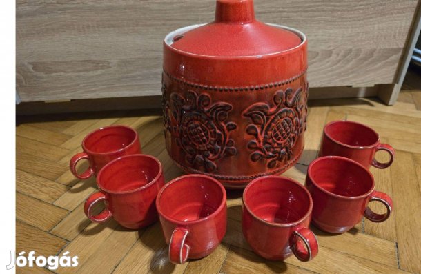 Kerámia boléskészlet, 6 pohárral
