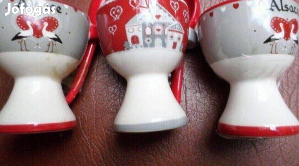 Kerámia edény tojástartó 3 db Francia Új