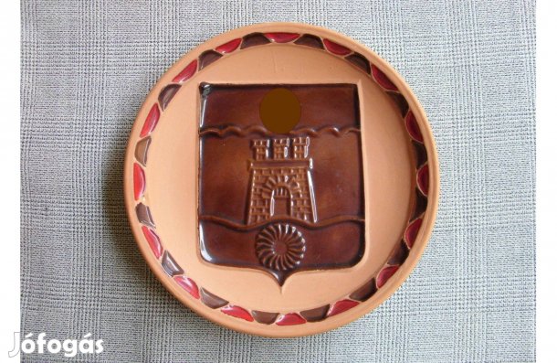 Kerámia fali tál Kaposvár címerrel 17 cm