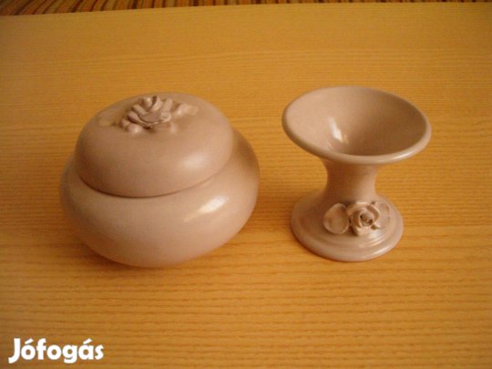 Kerámia gyertyatartó, gyertya tartó gyertyával és bonbonier