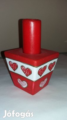 Kerámia gyertyatartó gyertyával