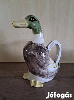 Kerámia kacsa alakú kiöntő, dísztárgy, használati eszköz