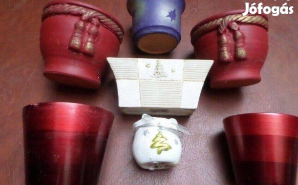 Kerámia kaspó karácsonyi minta 7 db egyben