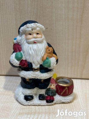 Kerámia mikulás dísztárgy, gyertyatartó