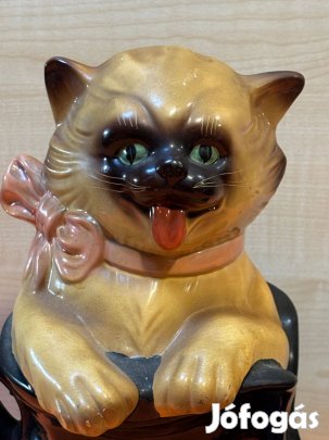 Kerámia nagyméretű cica figura bakancsban,dísztárgy, dekortárgy