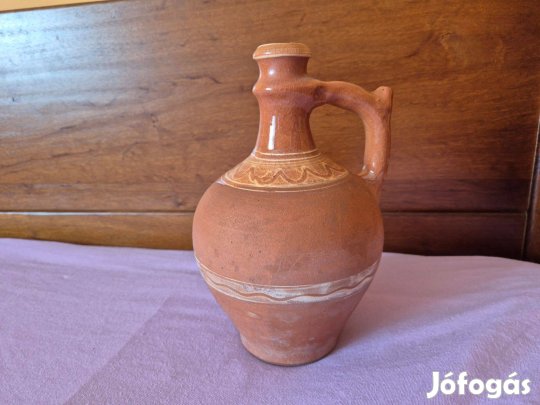 Kerámia népi csöcsöskorsó csöcsöskancsó csörgőkancsó cserép retró