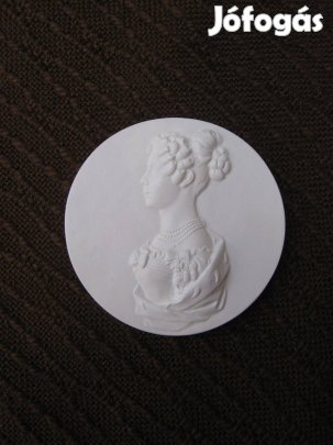 Kerámia női profil dombormű - matt fehér