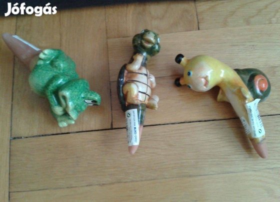 Kerámia növényöntöző figura, béka, teknős, csiga öntöző