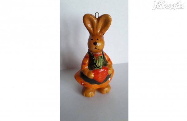 Kerámia nyúl nyuszilány akasztóval 9 cm hibátlan_
