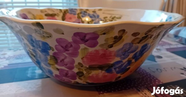 Kerámia tál virágmintás English Garden Don Swanson nagy tál disztál