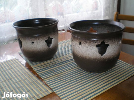 Kerámia virág kaspó barna színben áttört mintával ár/db