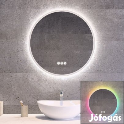 Kerek LED tükör 60cm Welland Alpha |  Fehér és színes háttérvilágítá