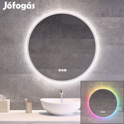 Kerek LED tükör 70cm Welland Alpha |  Fehér és színes háttérvilágítá