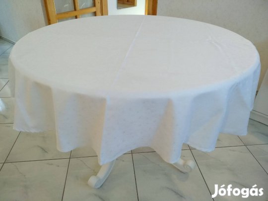 Kerek asztalterítő 160 cm az átmérő, hófehér, apró fehér csillag minta