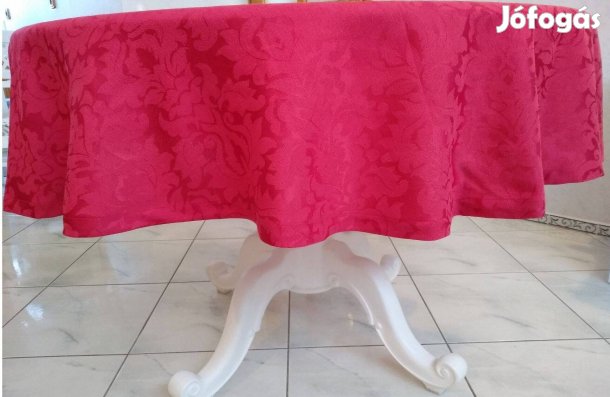Kerek asztalterítő sötétpiros ünnepi 180 cm átmérőjű, barokk mintás