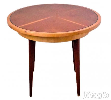 Kerek intarziás kisasztal 50 cm-es magasságú, 60 cm-es átmérőjű egyedi