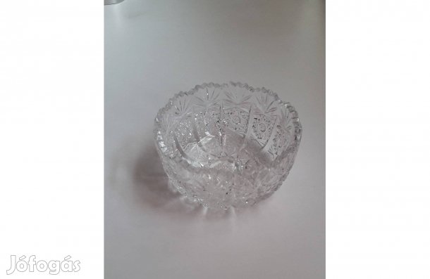 Kerek kristály üveg tálka 12*6 cm hibátlan_
