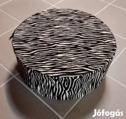 Kerek puff ülőke egyedi darab zebra csíkos