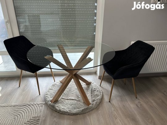 Kerek üvegasztal + székek