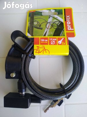 Kerékpárzár 180 cm hosszú, 2 kulccsal, kormányra rögzíthető kivitel új
