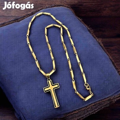 Kereszt nemesacél arany színű férfi nyaklánc