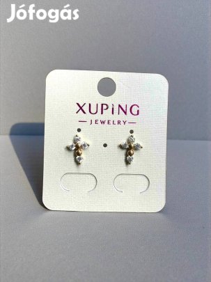 Kereszt rose gold színű antiallergén köves xuping fülbevaló