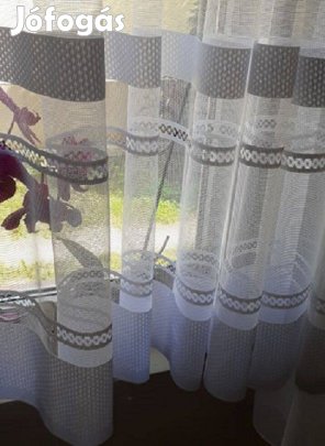 Keresztbe csíkos új fehér függöny (4,3 x 180 cm