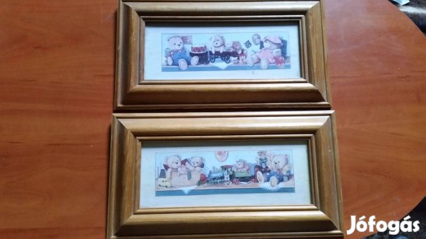 Keretezett faliképen mackók -maci, plüss-mackó