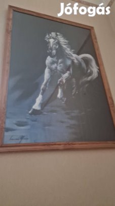 Keretezett kép fehér ló 105x75