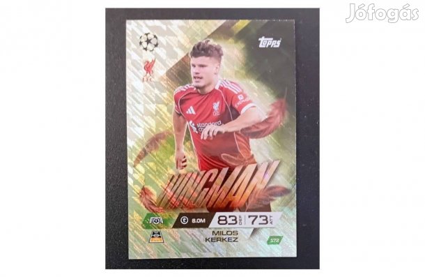 Kerkez Milos Liverpool Wingman focis kártya Match Attax 2026 Extra