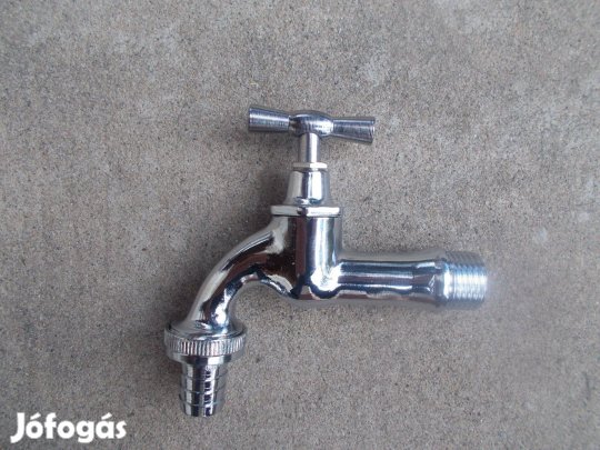 Kerti csap 1/2"-os, tömlővéges, cromozott, Profi, Új!