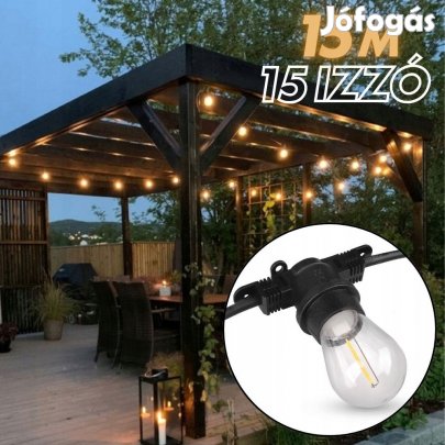 Kerti dekorációs fényfüzér | 15m + 16db LED izzó az árban | Kültéri é